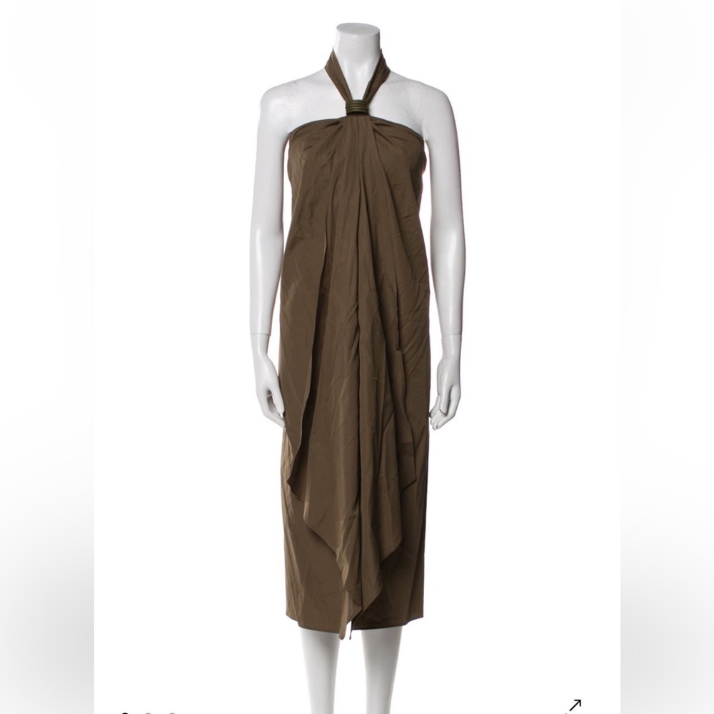 MaxMara Egle Cotton Midi Dress - Olive Green - NEW WITH TAGS - Picture 2 of 4